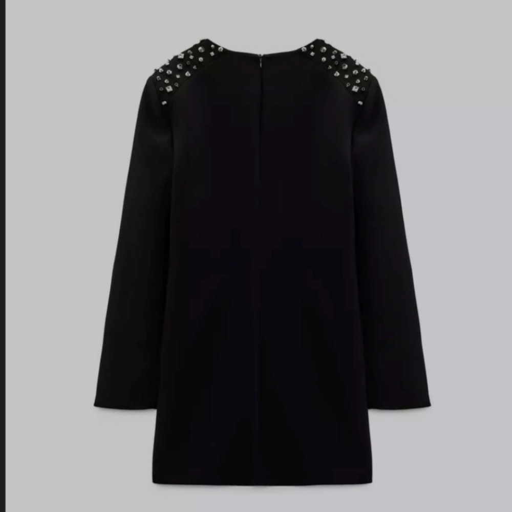 ZARA BLACK STUDDED MINI DRESS ✨️SIZE M✨️ - Picture 6 of 7